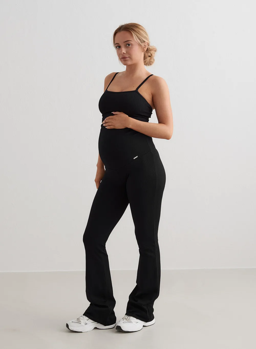 AIM’N Black Ribbed Seamless Flare Maternity Tights