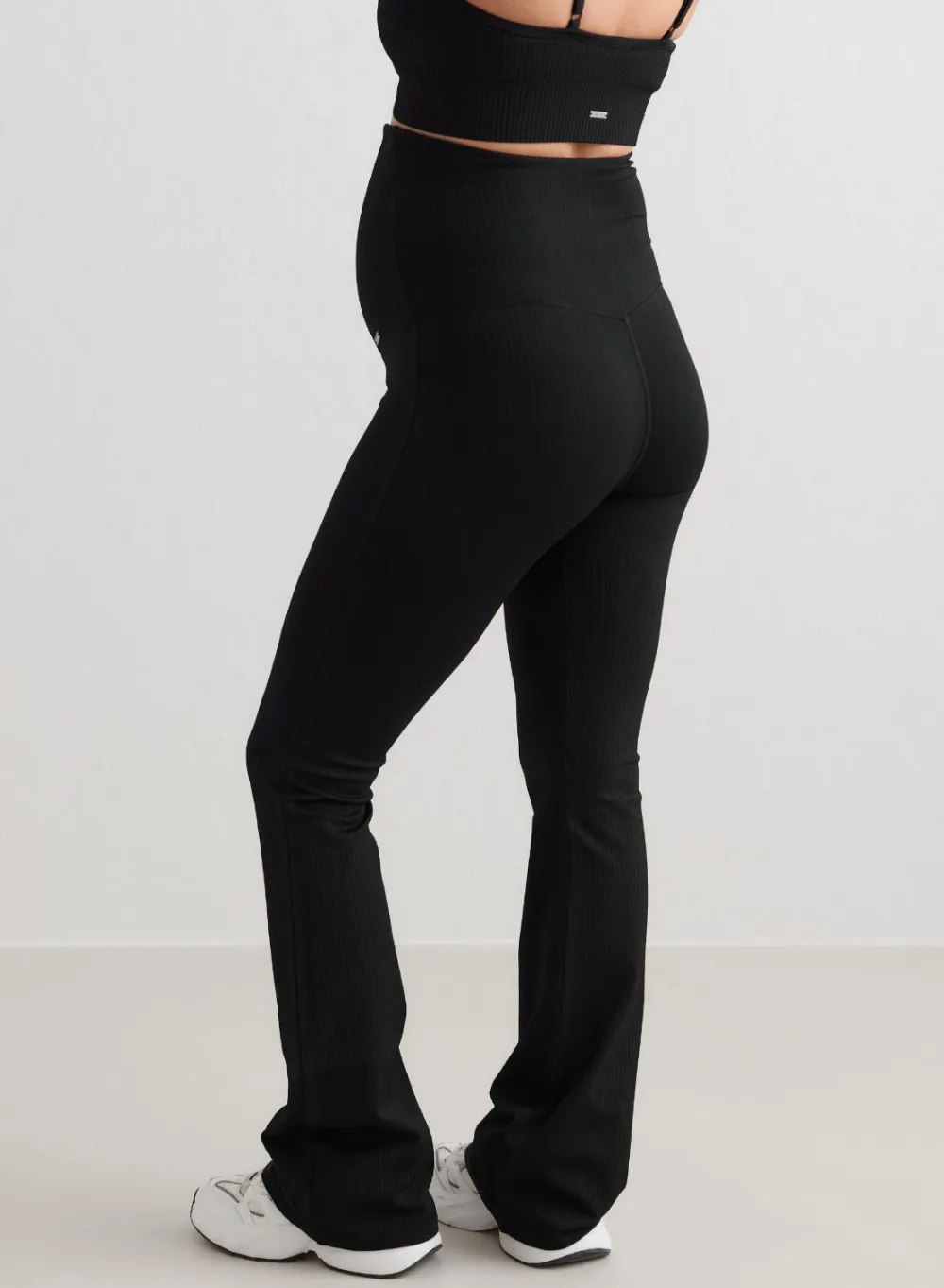 AIM’N Black Ribbed Seamless Flare Maternity Tights