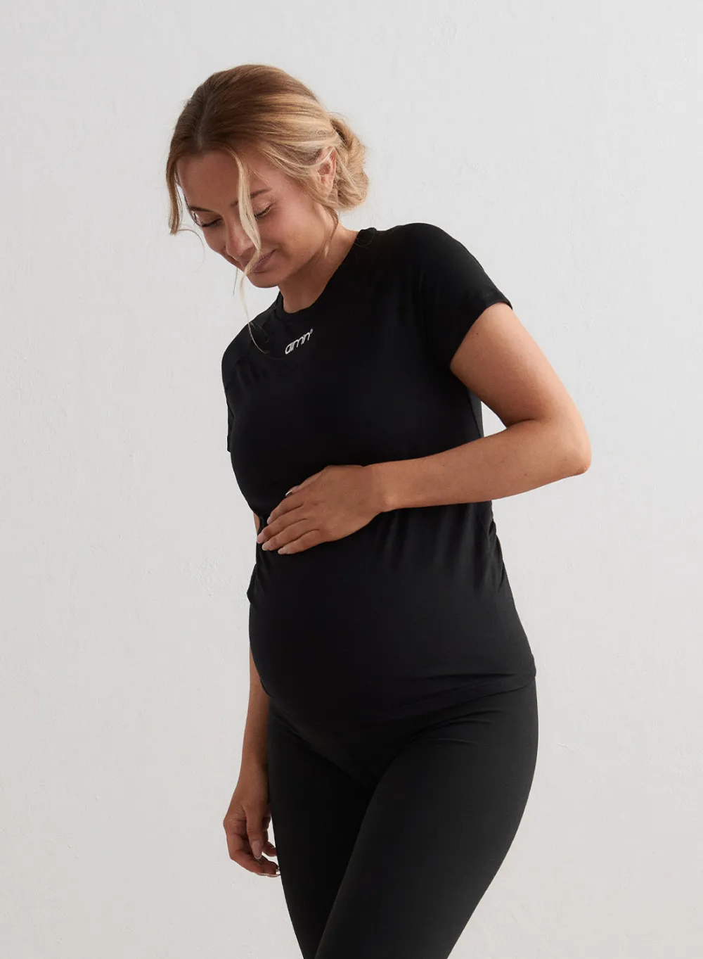 AIM’N Black Soft Basic Maternity Short Sleeve