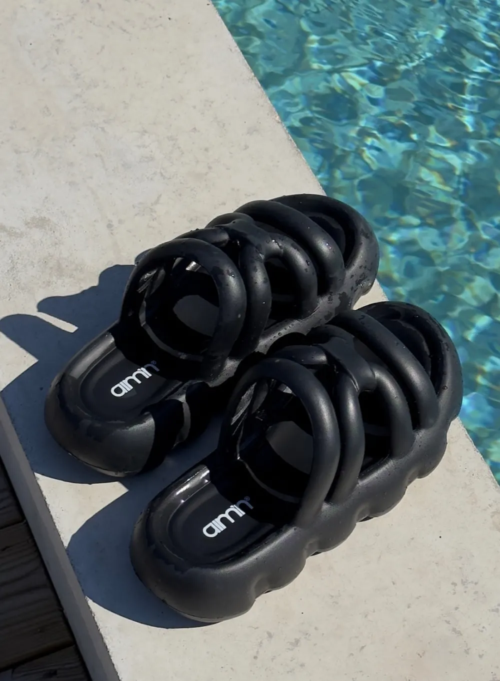 AIM’N Black Strappy Slide