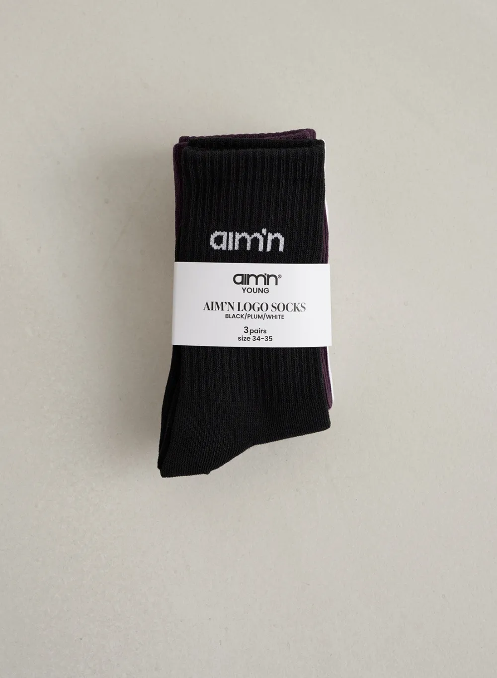 AIM’N Midnight Plum Young Aim'n Logo Socks 3-pack