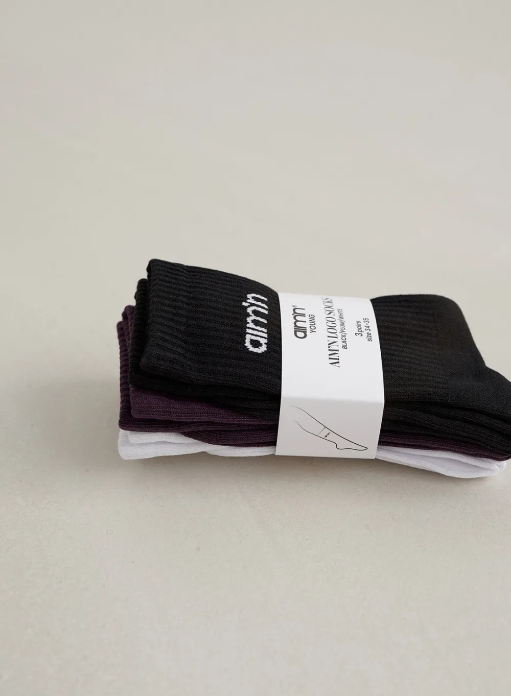 AIM’N Midnight Plum Young Aim'n Logo Socks 3-pack