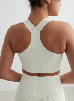 AIM’N Off-White Ribbed Seamless High Support Bra