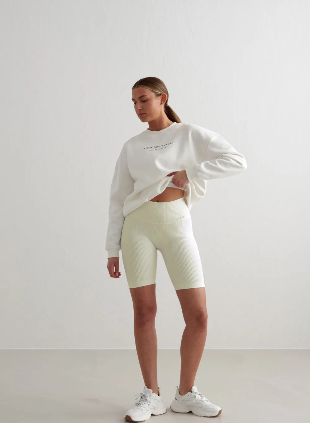 AIM’N Off-White Ribbed Seamless Biker Shorts