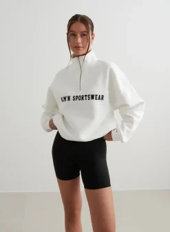 AIM’N Off-White Varsity Sweat Half Zip