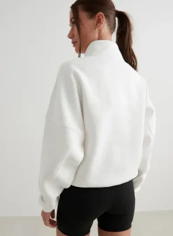 AIM’N Off-White Varsity Sweat Half Zip
