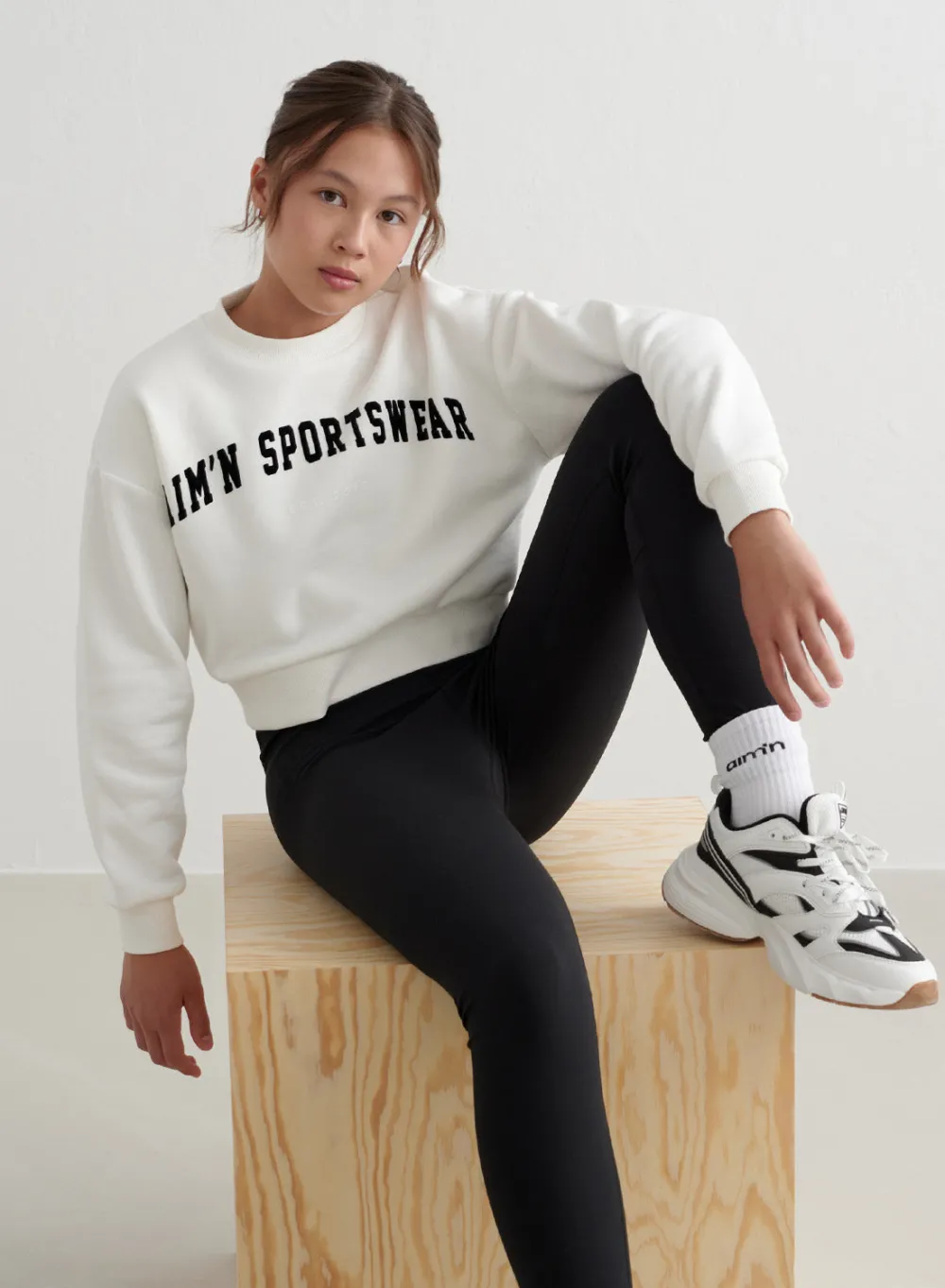 AIM’N Off-White Young Varsity Sweatshirt