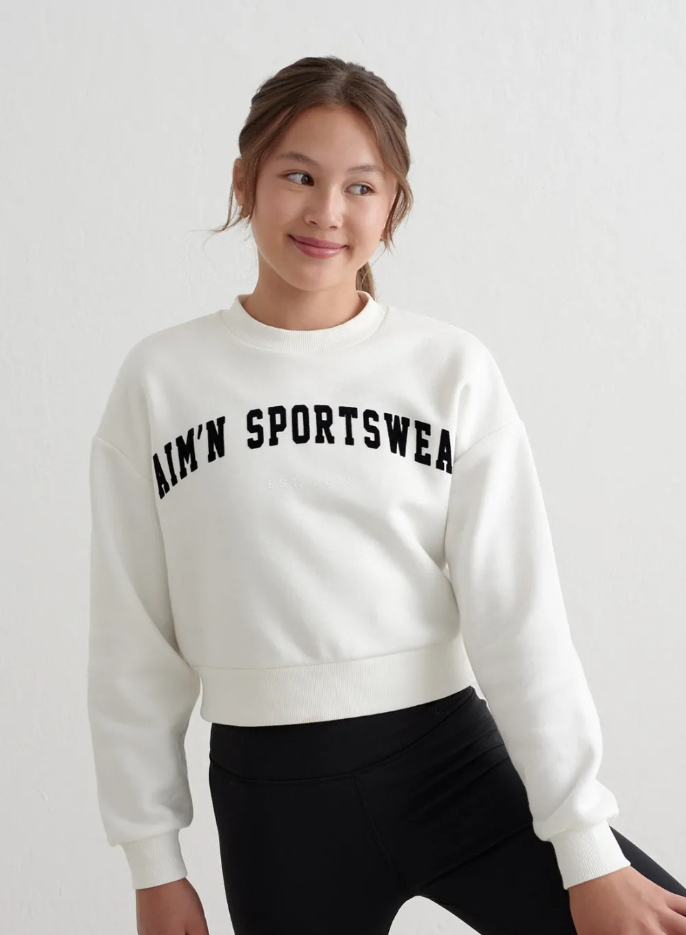 AIM’N Off-White Young Varsity Sweatshirt