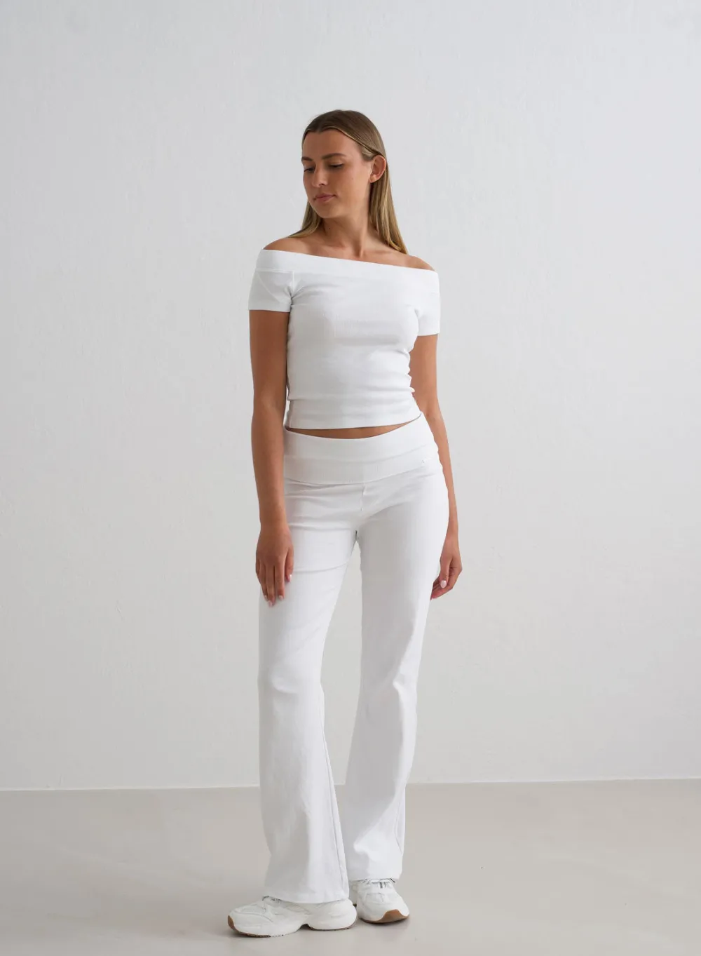 AIM’N Ease Ribbed Off-shoulder Top