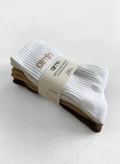 AIM’N White/Beige/Macchiato Aim'n Logo Socks 3-Pack