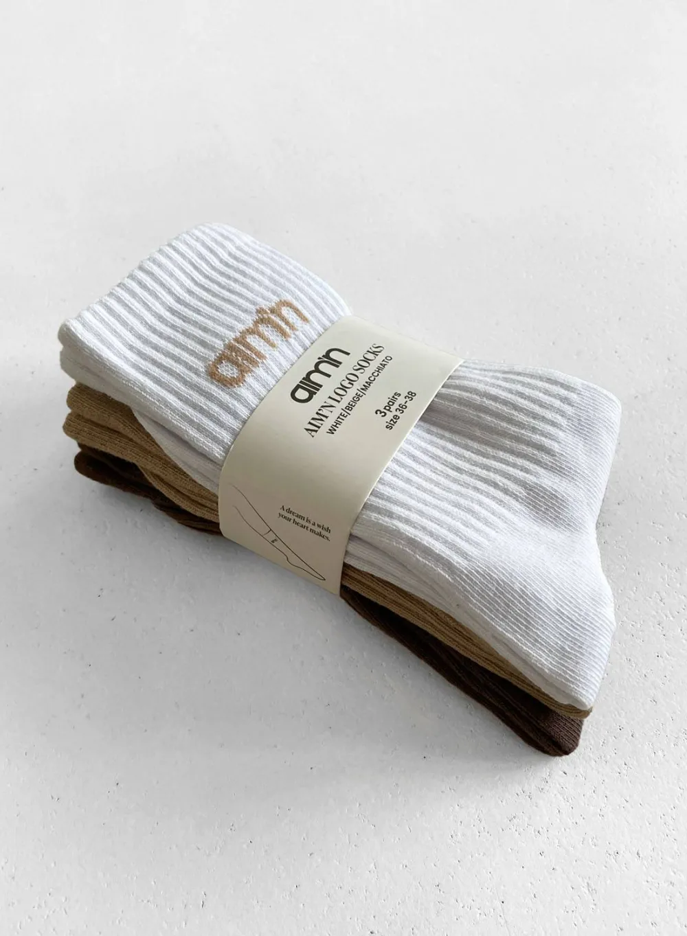 AIM’N White/Beige/Macchiato Aim'n Logo Socks 3-Pack